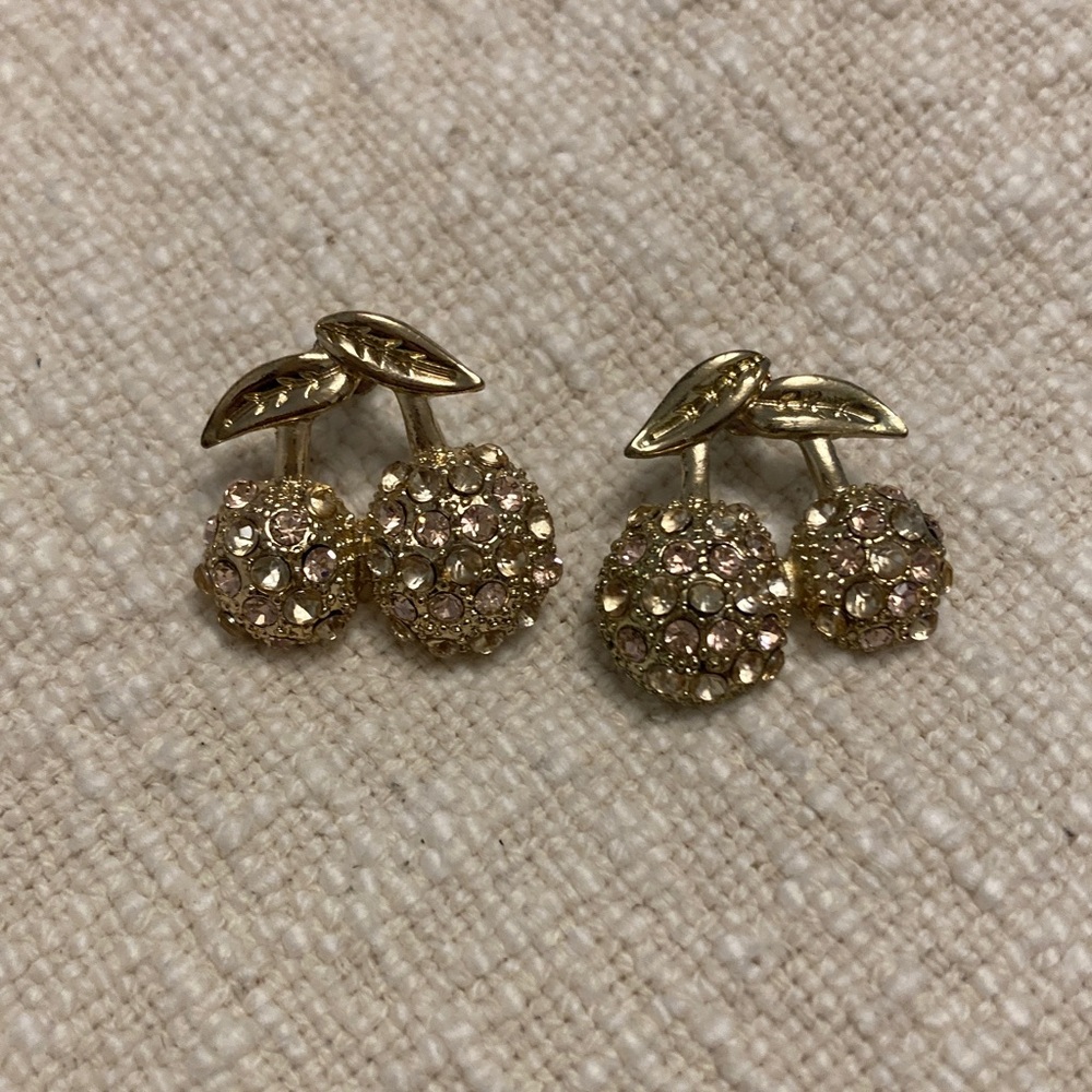 Gold Cherry Stud Earrings
